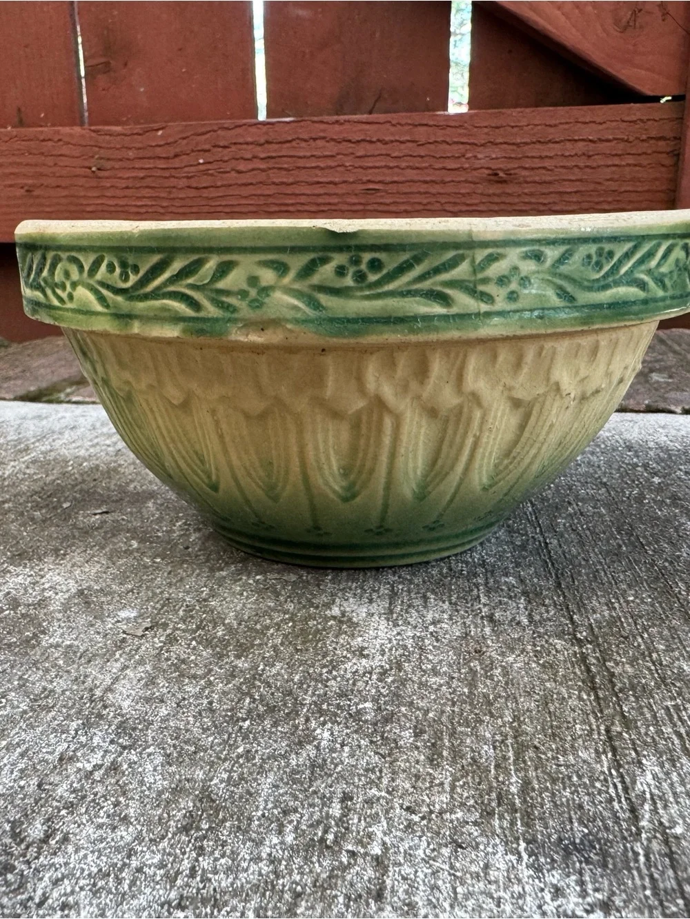 Decorative Green and Cream Ceramic Bowl Planter